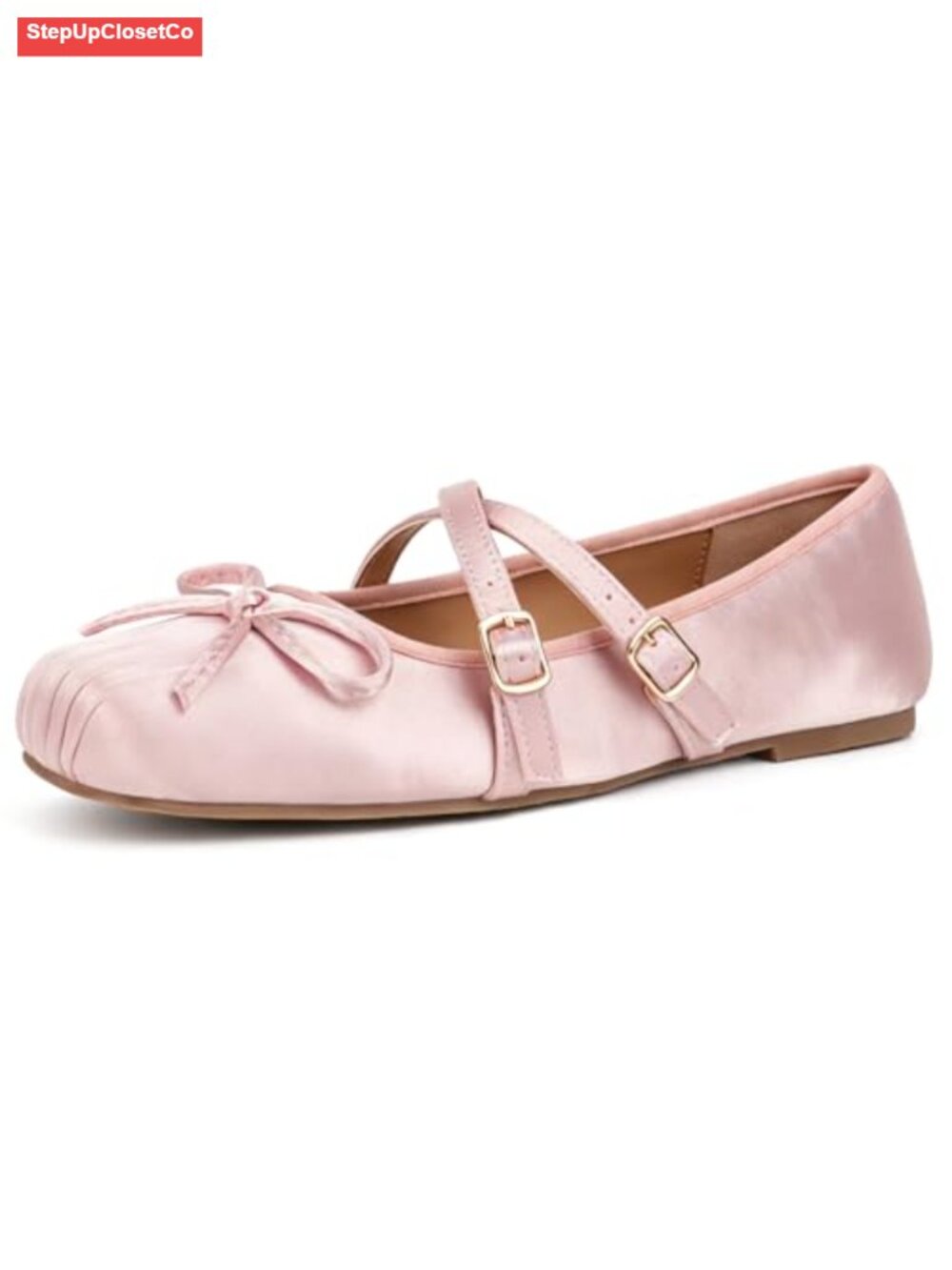 Women's Square Toe Ballet Flats with Adjustable Buckles - Mary Jane Ballerina